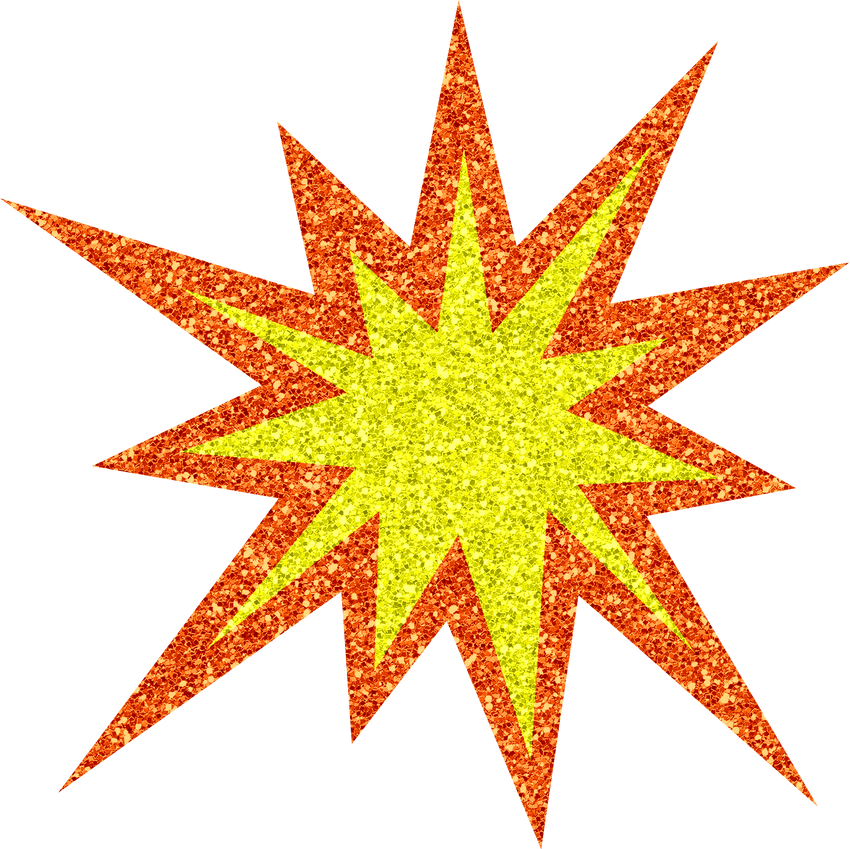 Y2K Computer Inspired Elements Glittered Starburst